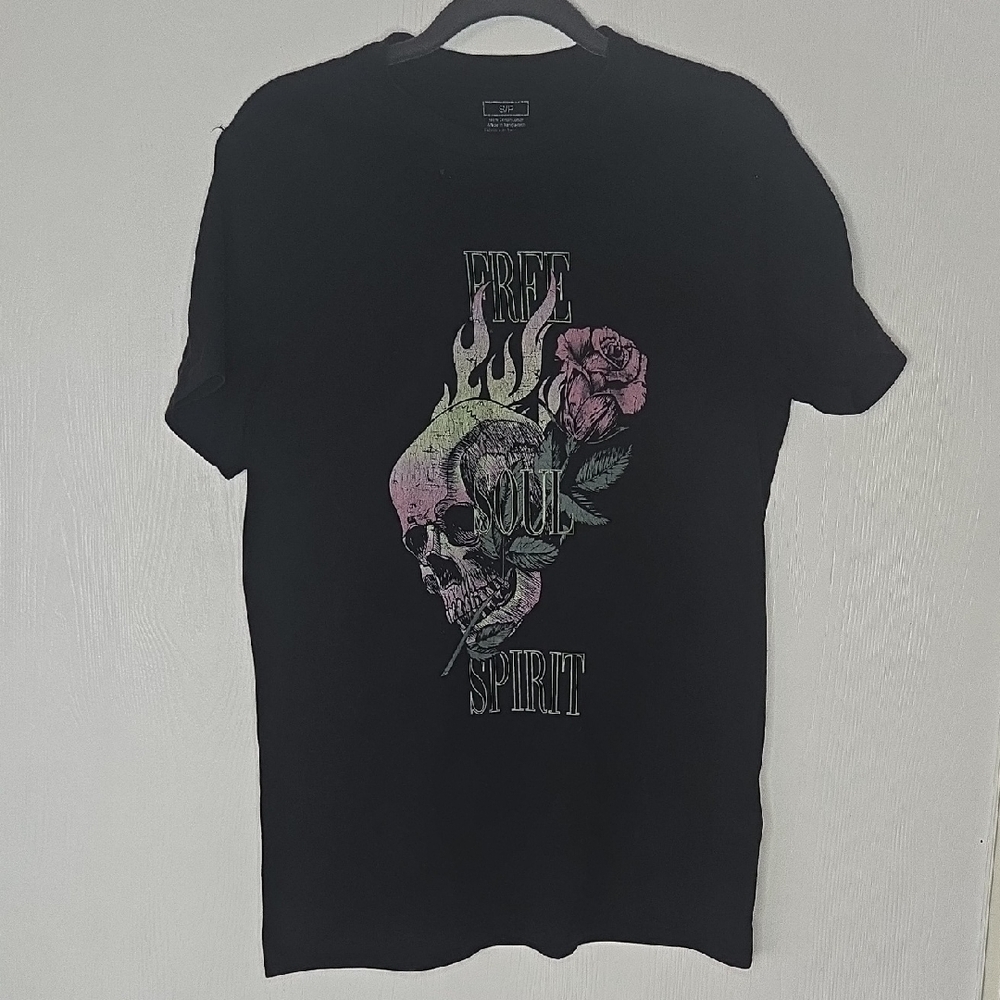 Black Graphic T-Shirt with Skull Design
